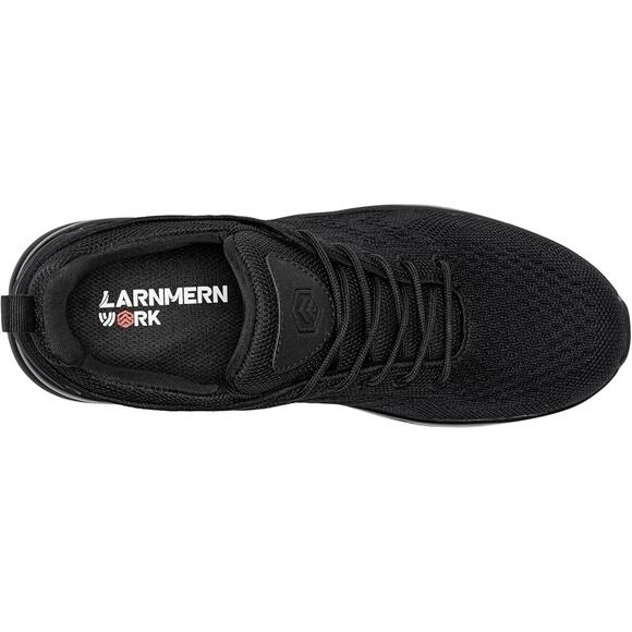 Larnmern Mens 10.5 Wide Black Mesh Sneakers Lace Up Round Toe Slip On Shoes main image 6